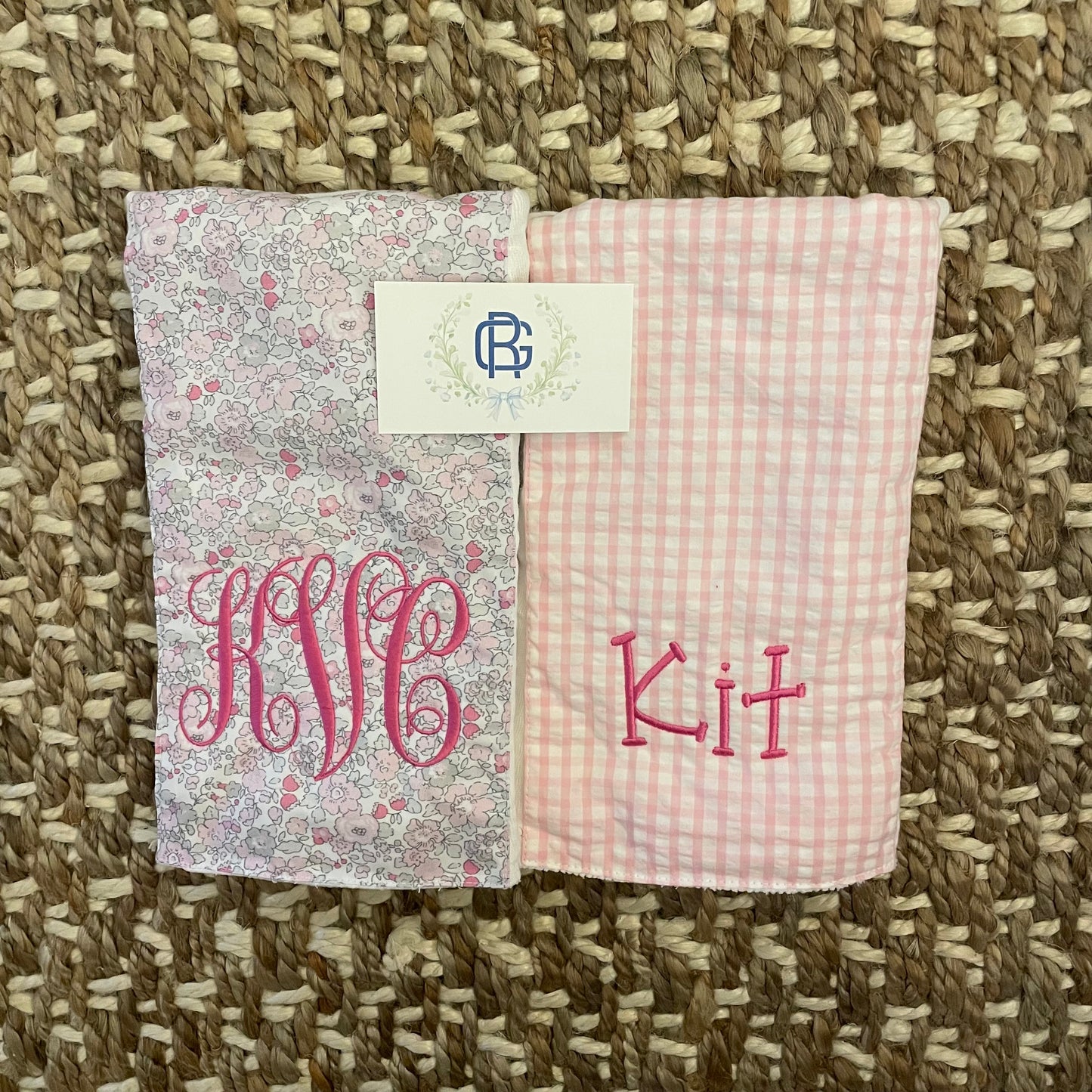 3 Marthas Pink Elephant Burp Cloth Set