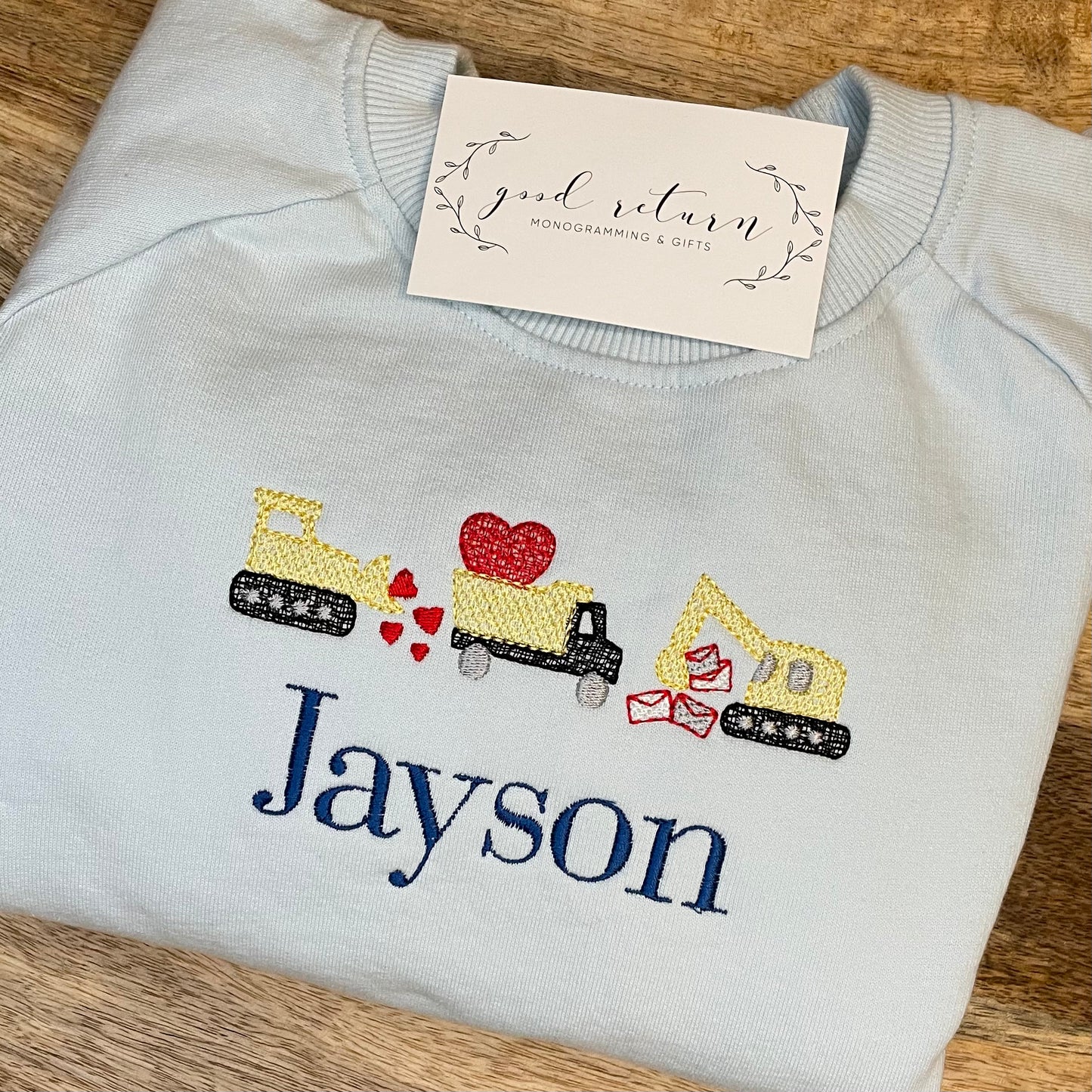Construction Valentine's Monogrammed Sweatshirt