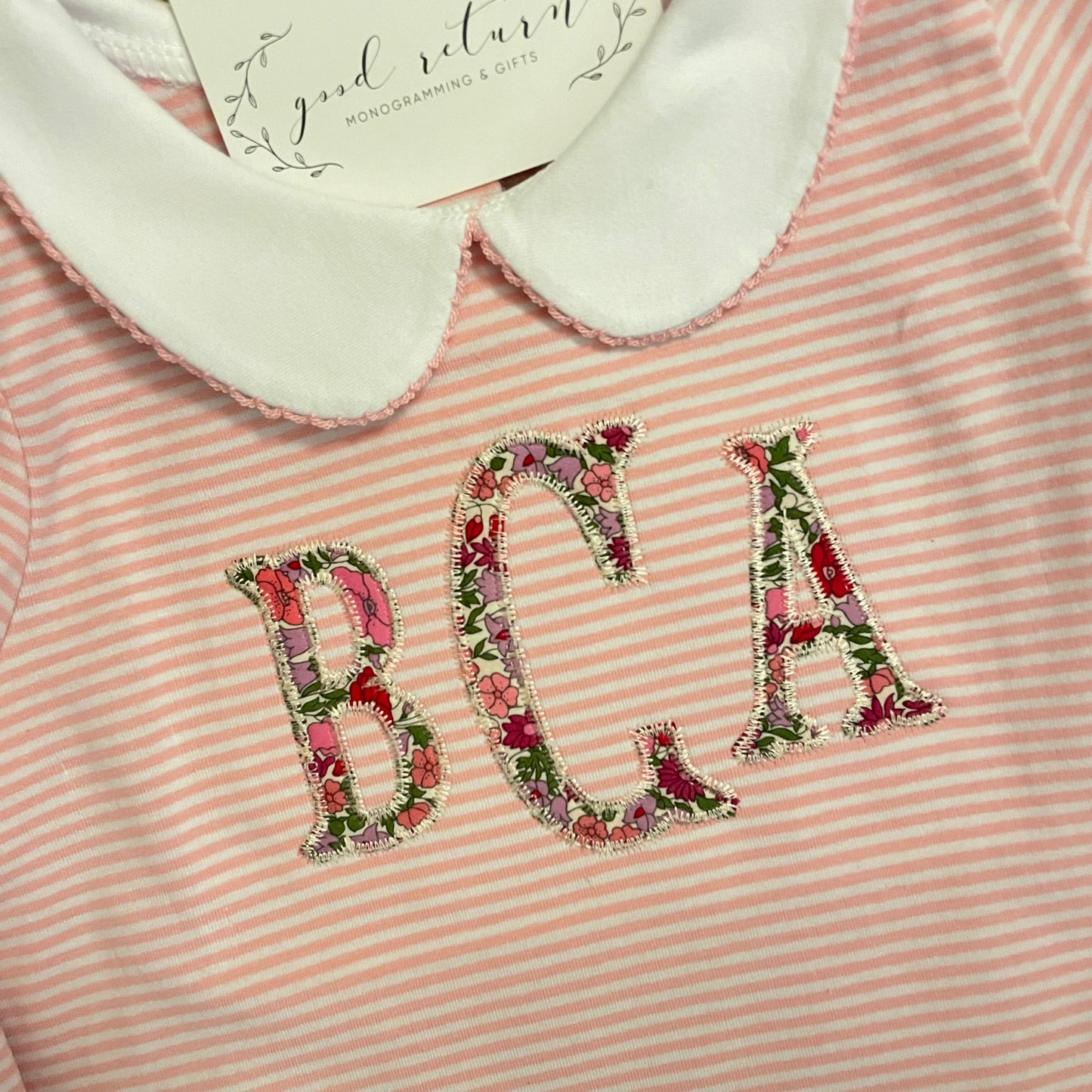 Liberty of London Applique Pink Striped Dress