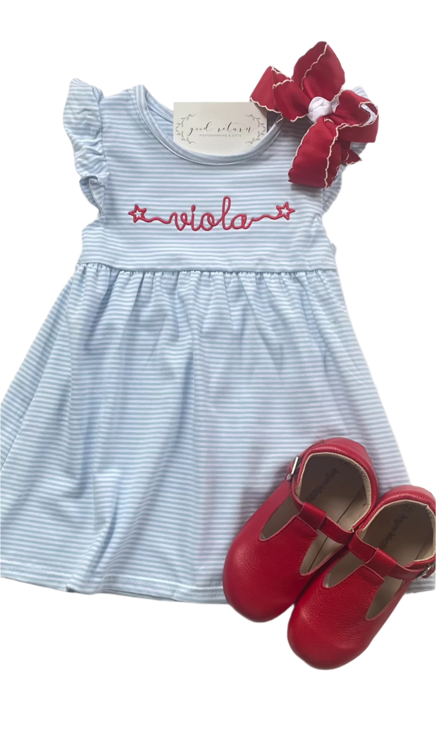 The Flutter Sleeve Dress in Blue