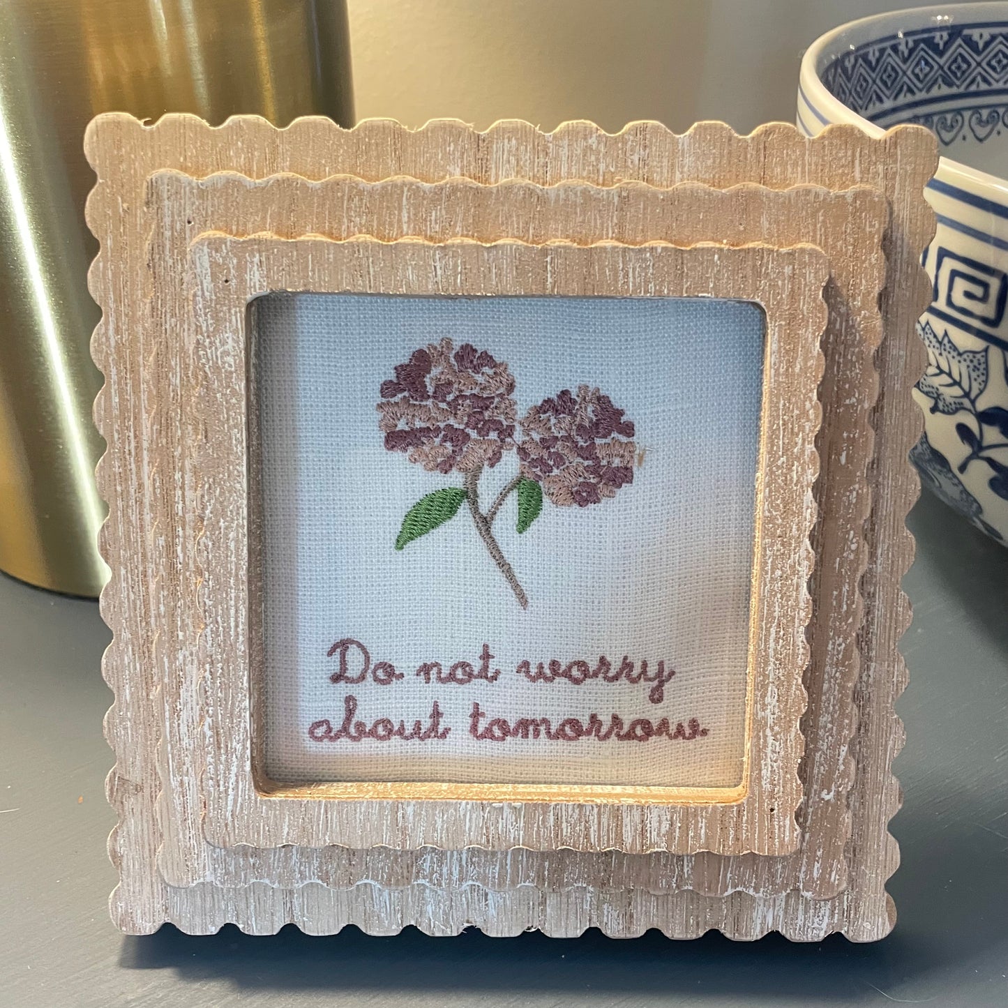 Do Not Worry Framed Design in Blue