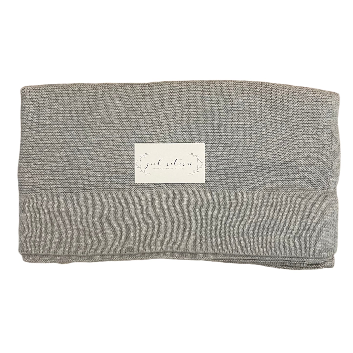 Grey Cotton Knitted Straight Edge Baby Blanket