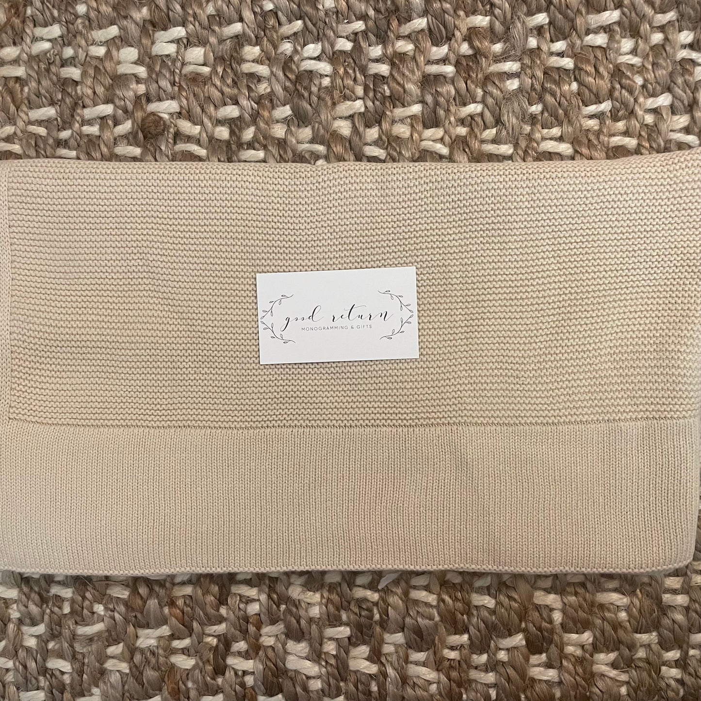 Straight Edge Knitted Baby Blanket in Ivory