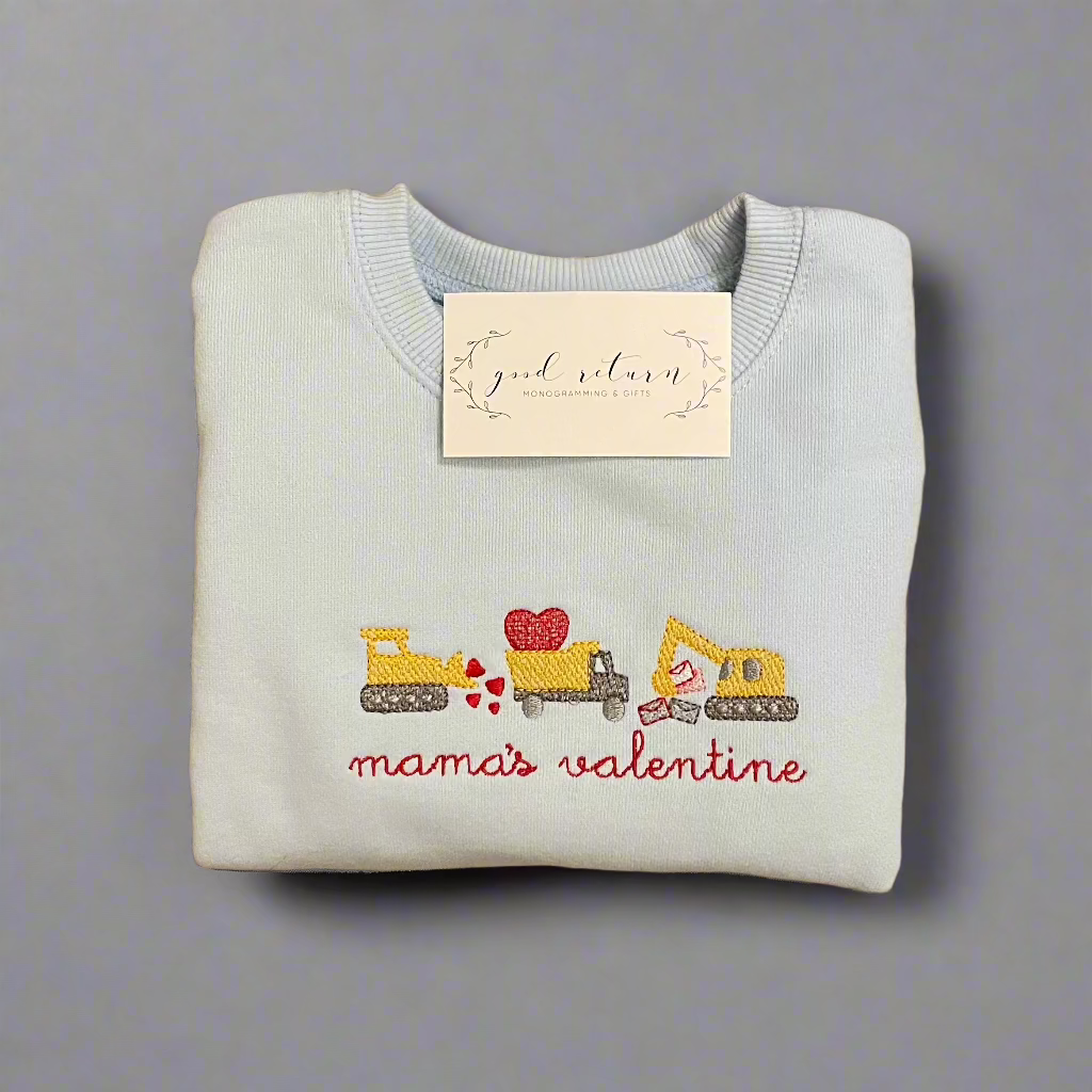 Construction Valentine's Monogrammed Sweatshirt