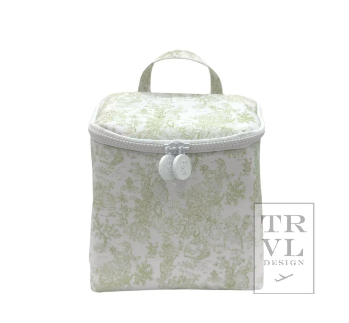 TRVL Design Green Bunny Toile Take Away Lunch Bag