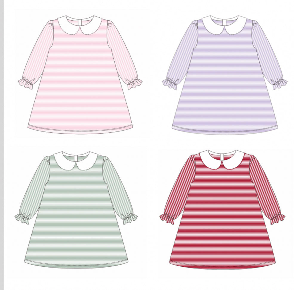 Liberty of London Applique Pink Striped Dress