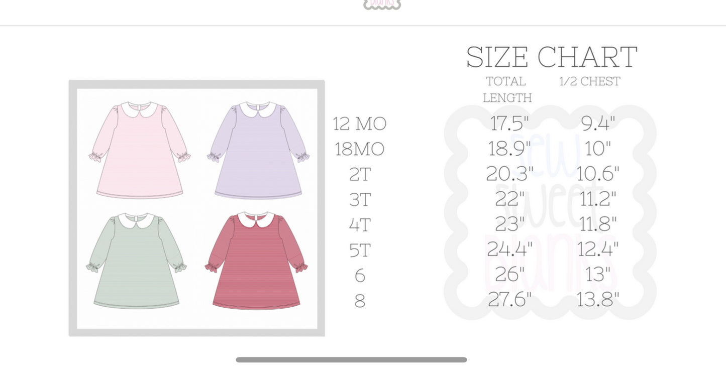 Pre-order Winter Striped Monogrammed Dress