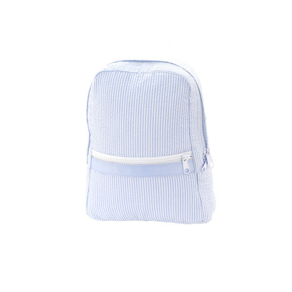 Baby Blue Seersucker Small Backpack