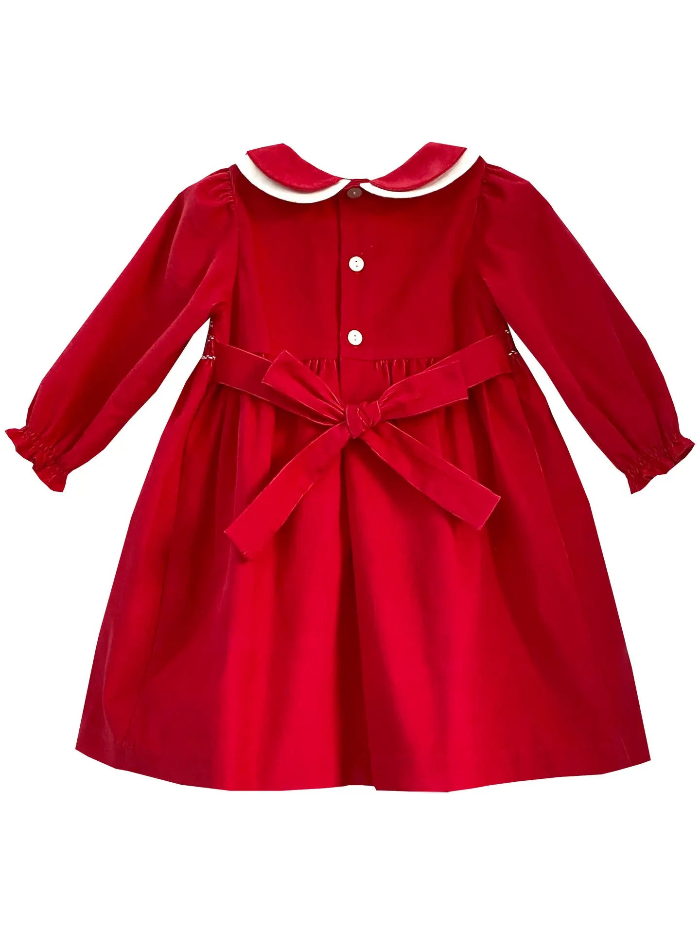 Smocked Red Corduroy Dress