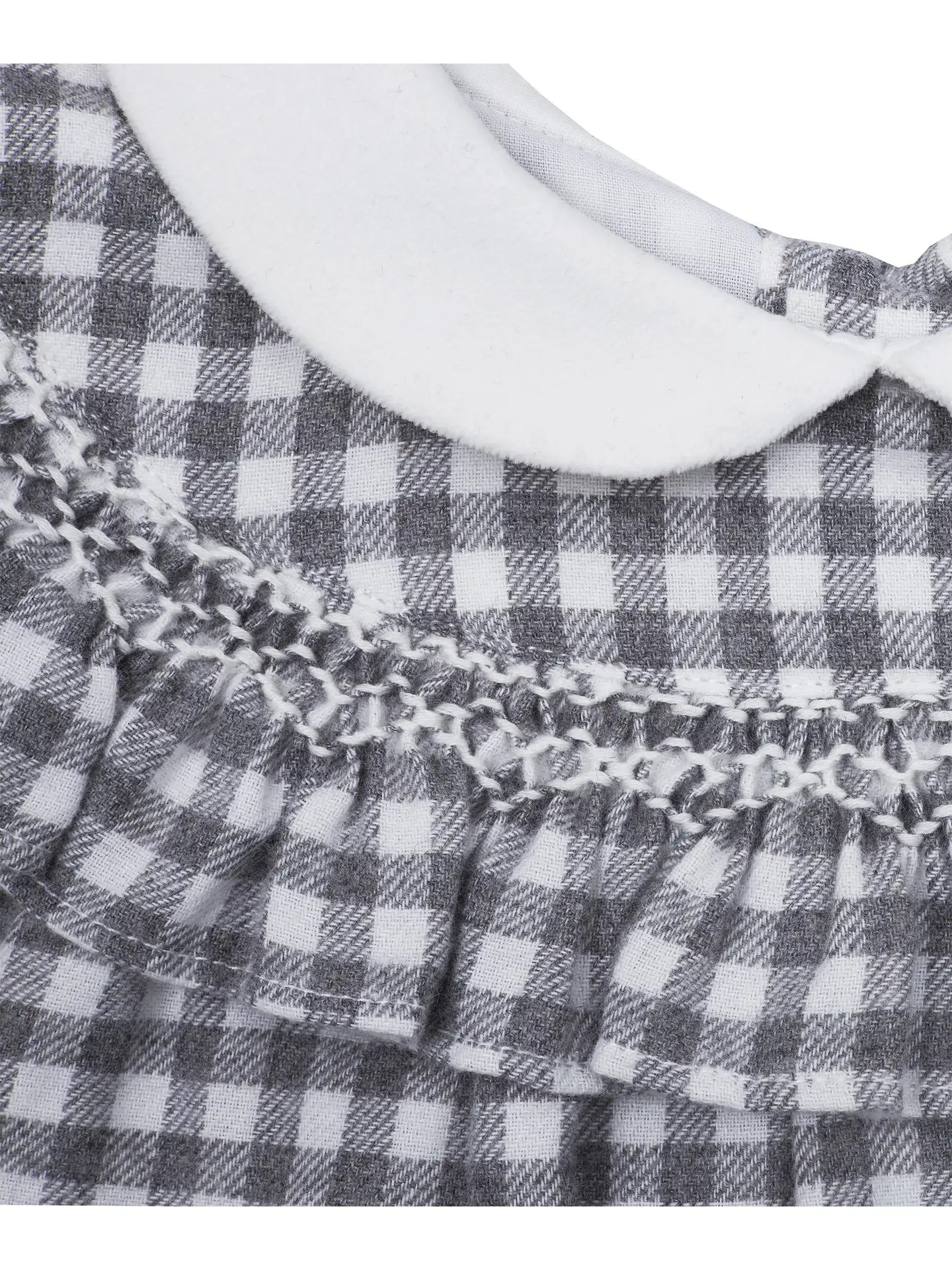 Gray Smocked Flannel Gingham Set