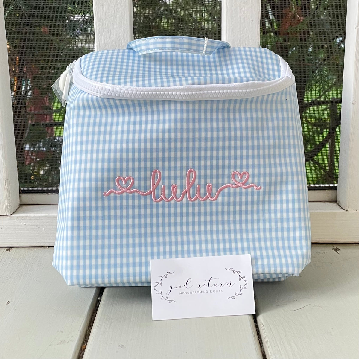 Take Away Insulated Bag - Gingham Mist - ElleB gifts