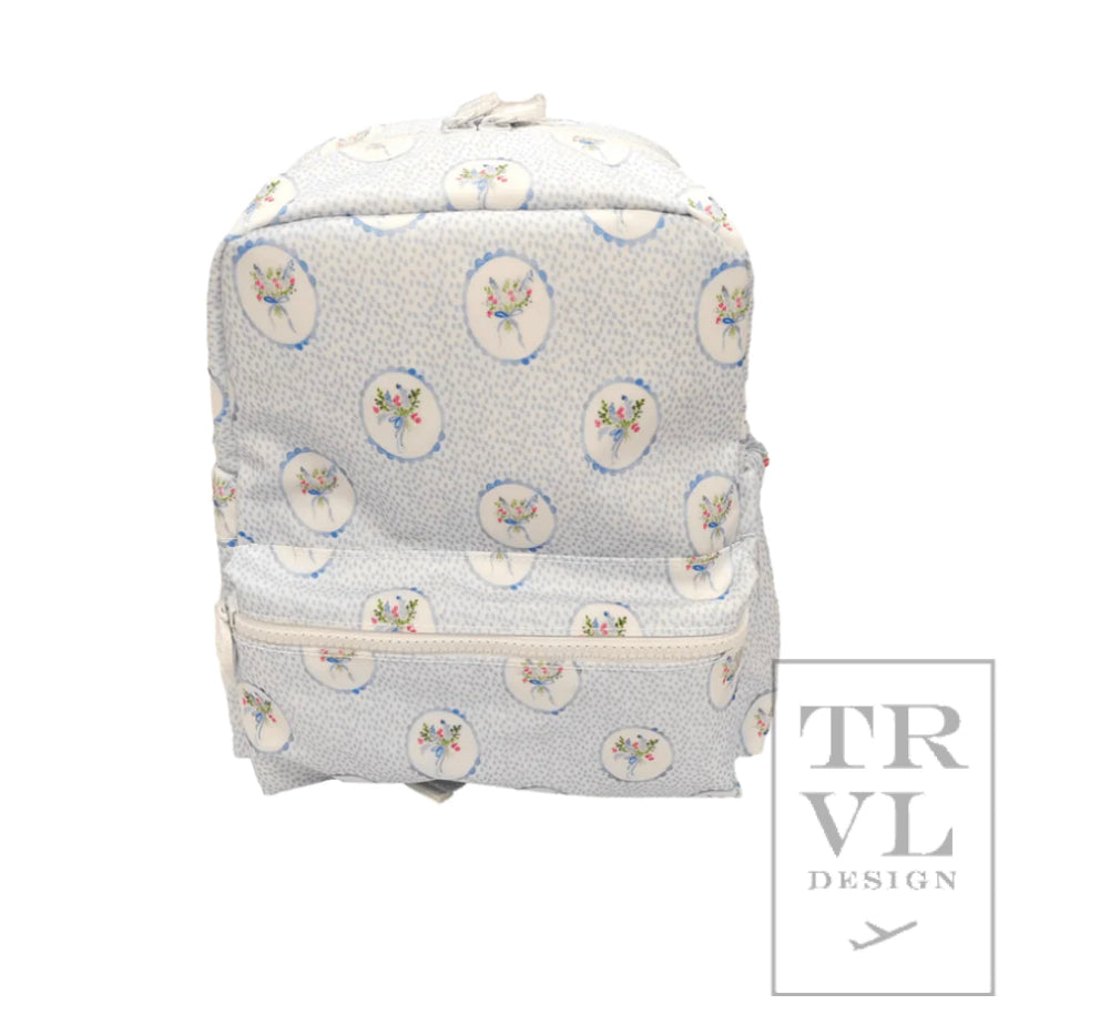 blue floral mini backpack TRVL Design Mini Backer Blue Floral Medallion – Good Return