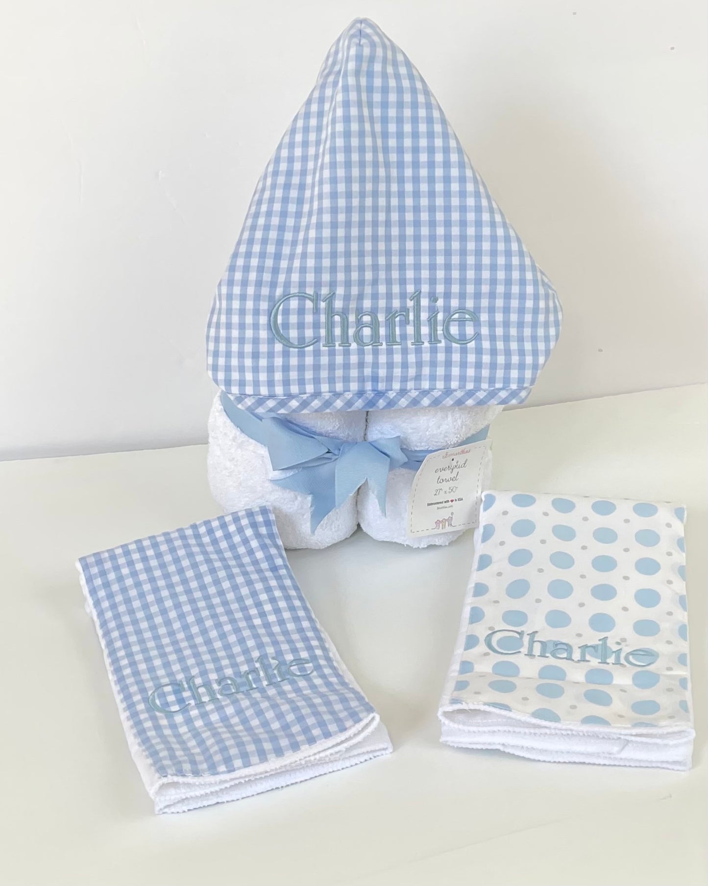 3 Martha's Blue Elephant Burp Cloth Set