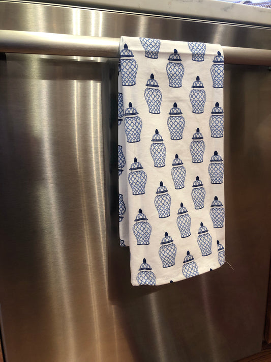 Monogrammed Geometric Ginger Jar Tea Towel