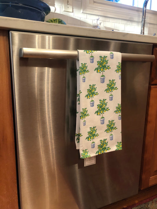 Monogrammed Tea Towel Lemon Tree