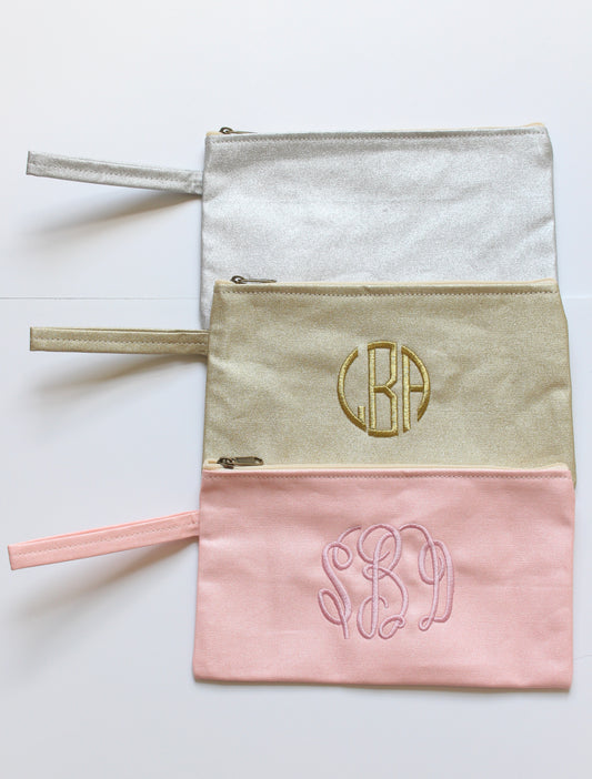 Monogrammed Metallic Clutch