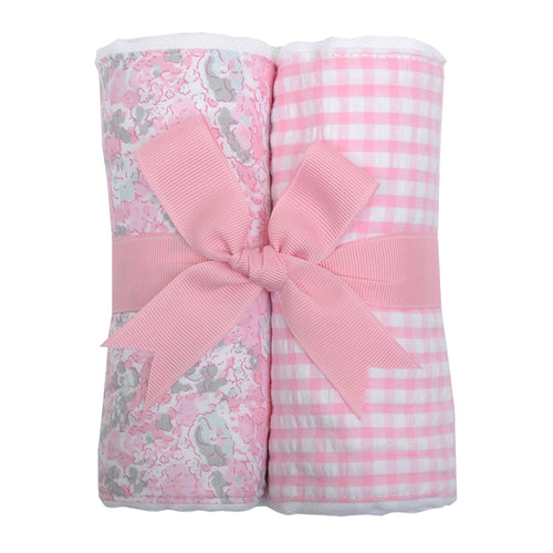 3 Marthas Pink Elephant Burp Cloth Set