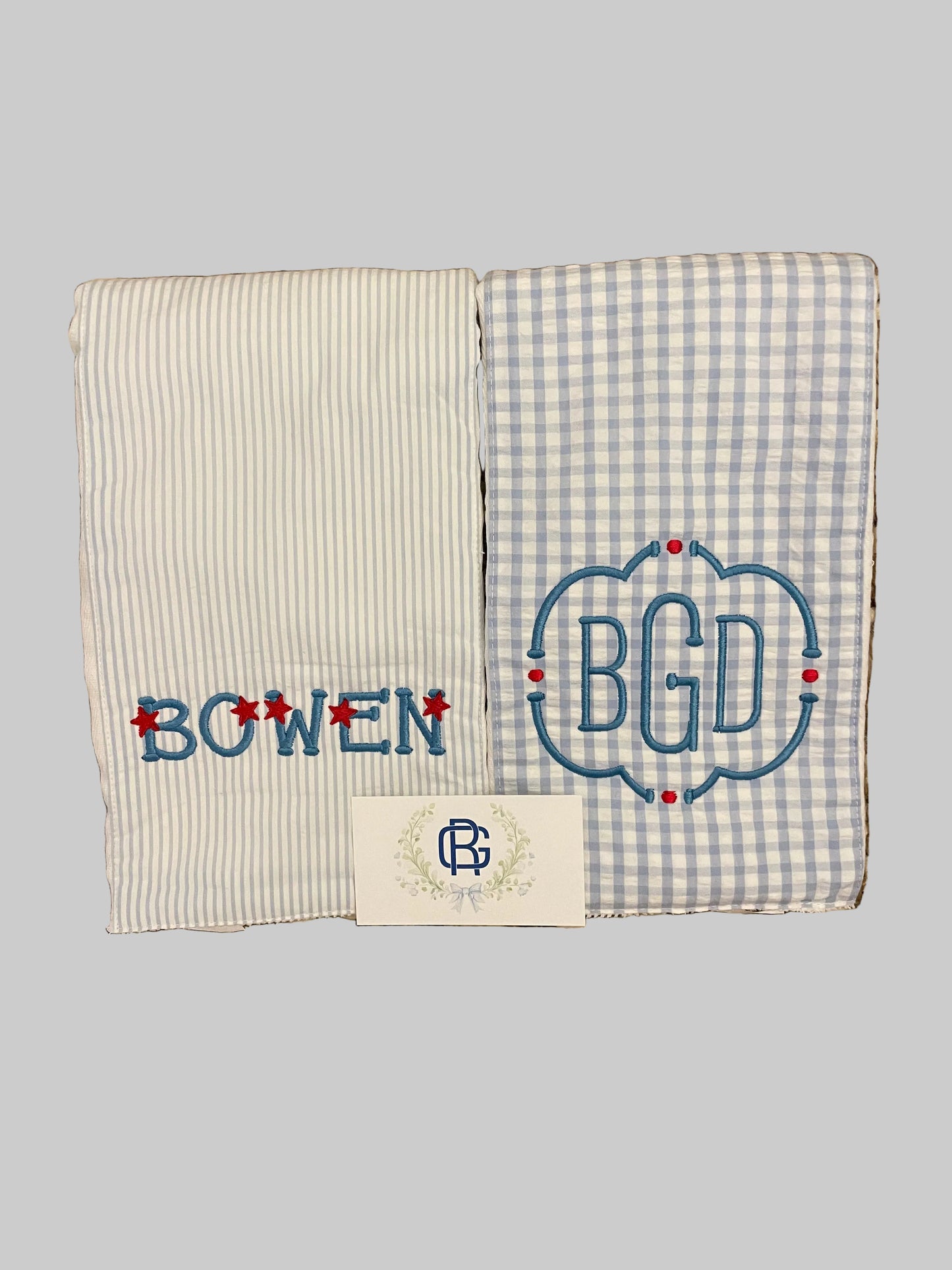 3 Martha's Blue Elephant Burp Cloth Set