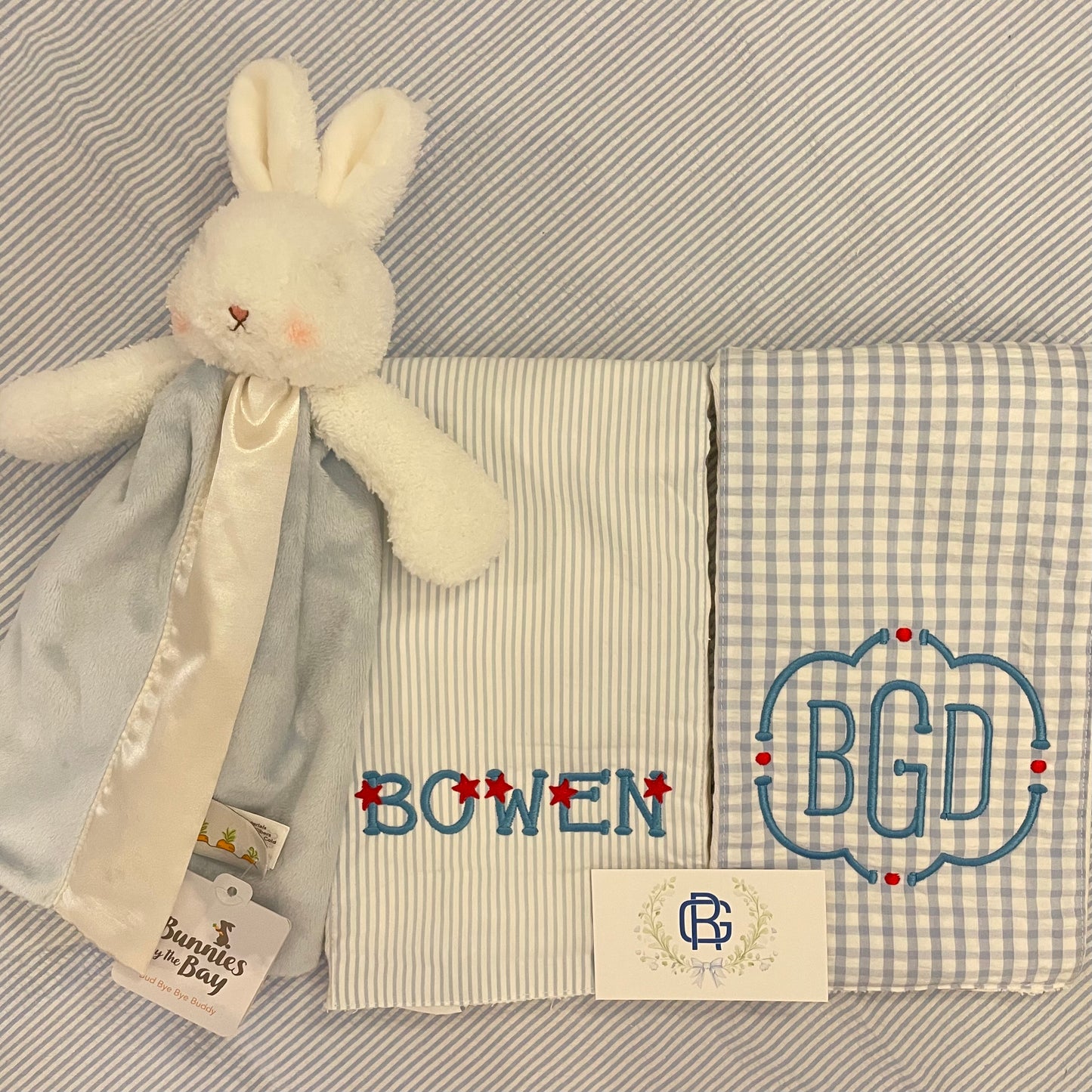 3 Martha's Blue Elephant Burp Cloth Set