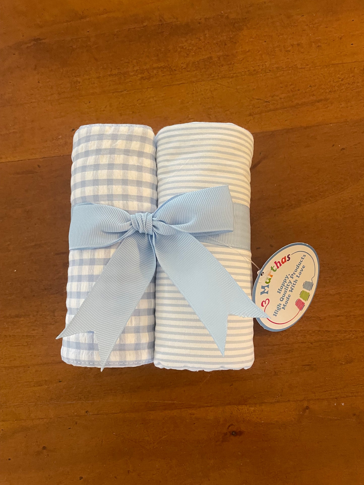 3 Martha's Blue Elephant Burp Cloth Set