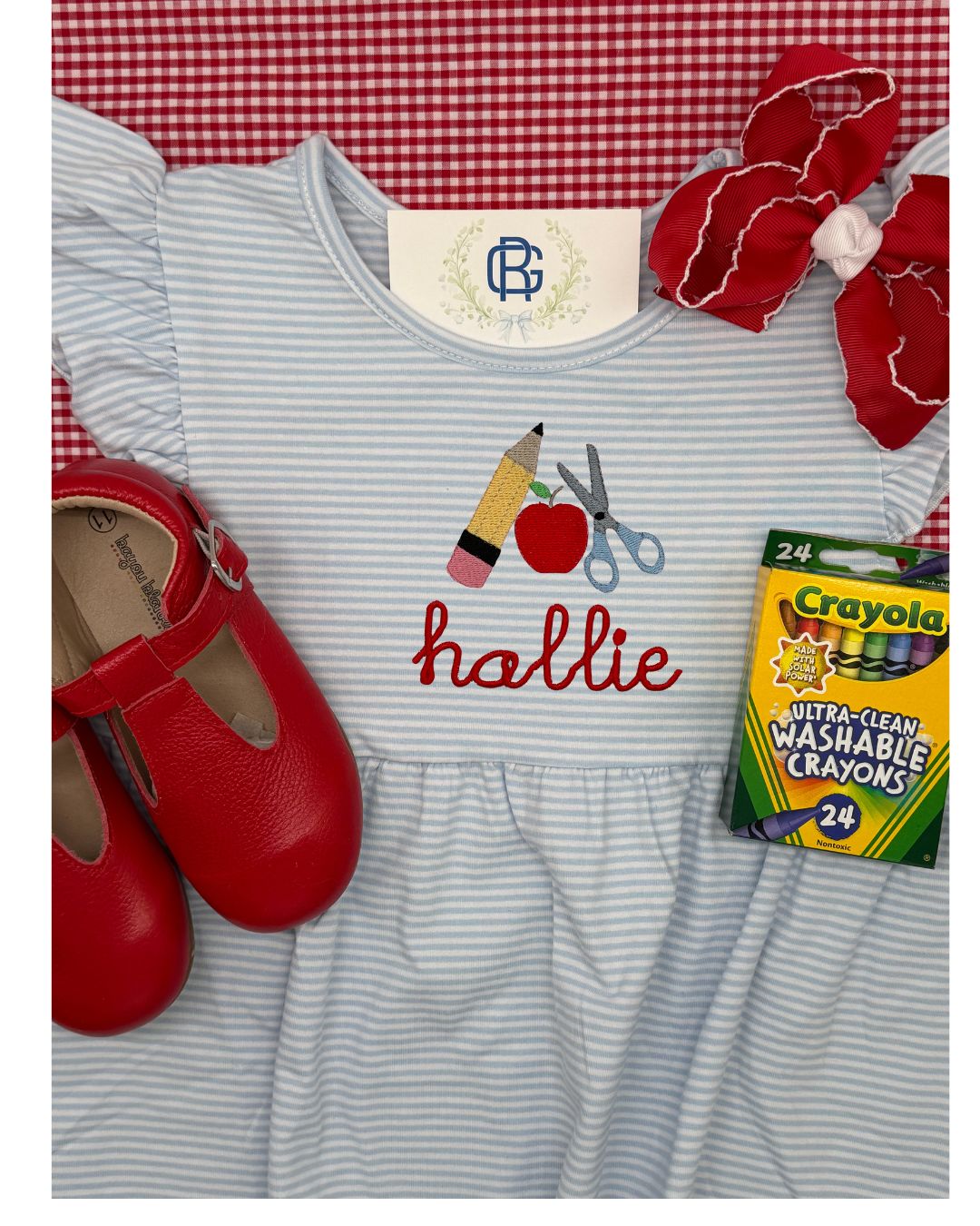First Day of School Ruffle Dress in Blue