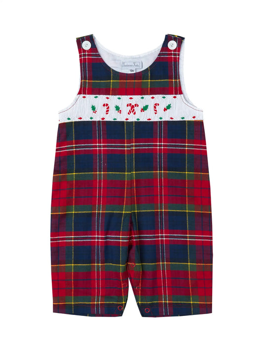 Smocked Candy Cane Overalls