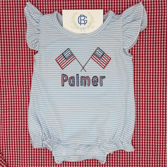 Flutter Sleeve Bubble in Blue Stripe