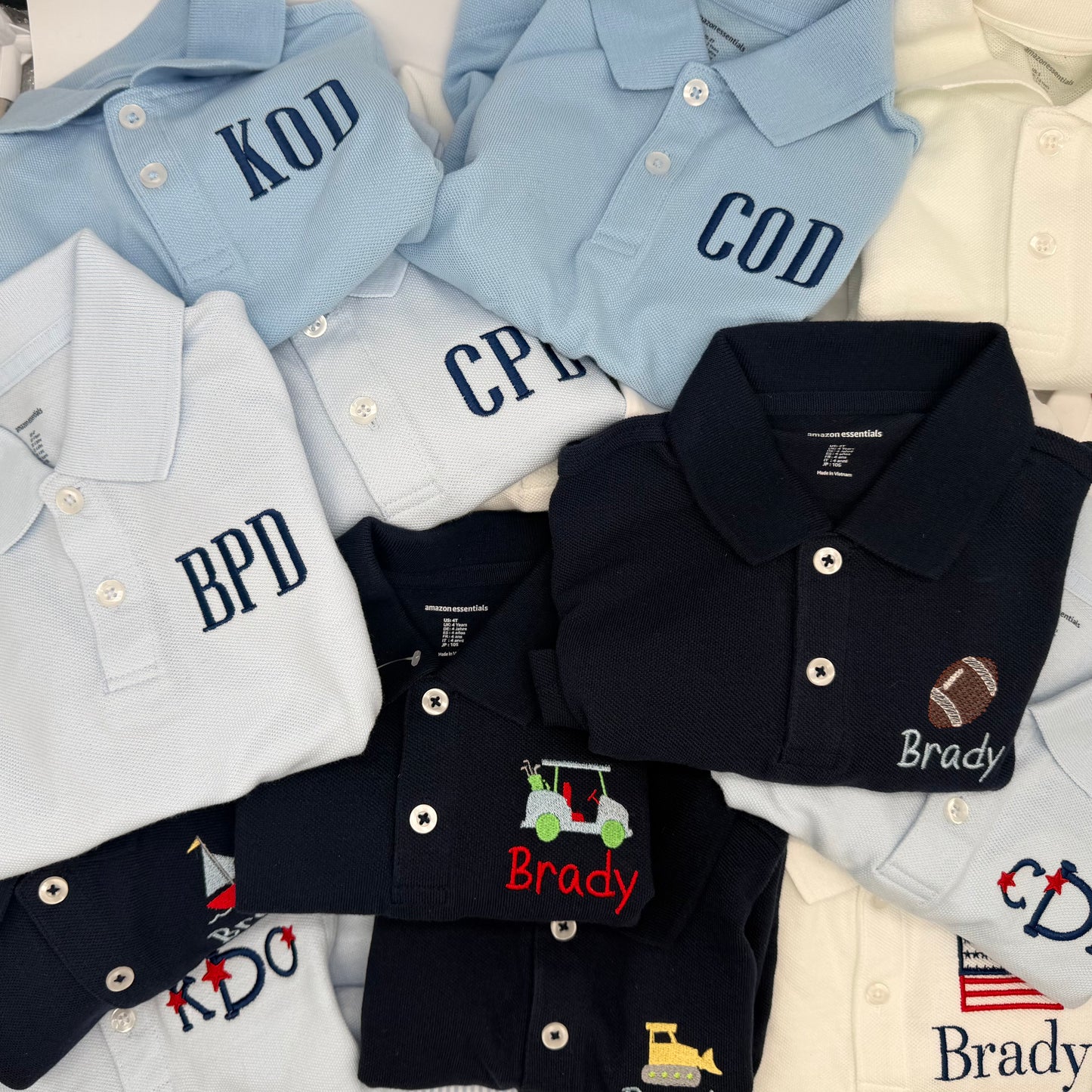 Boy's Short Sleeve Personalized Polo in Grey Stripe