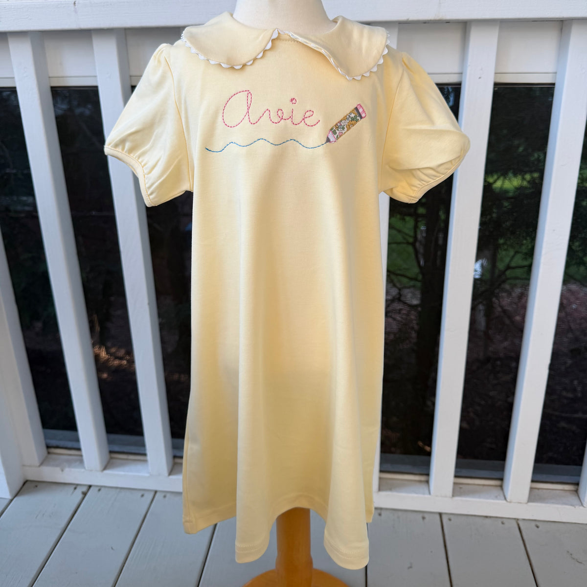 Monogrammed Scalloped Collar Dress