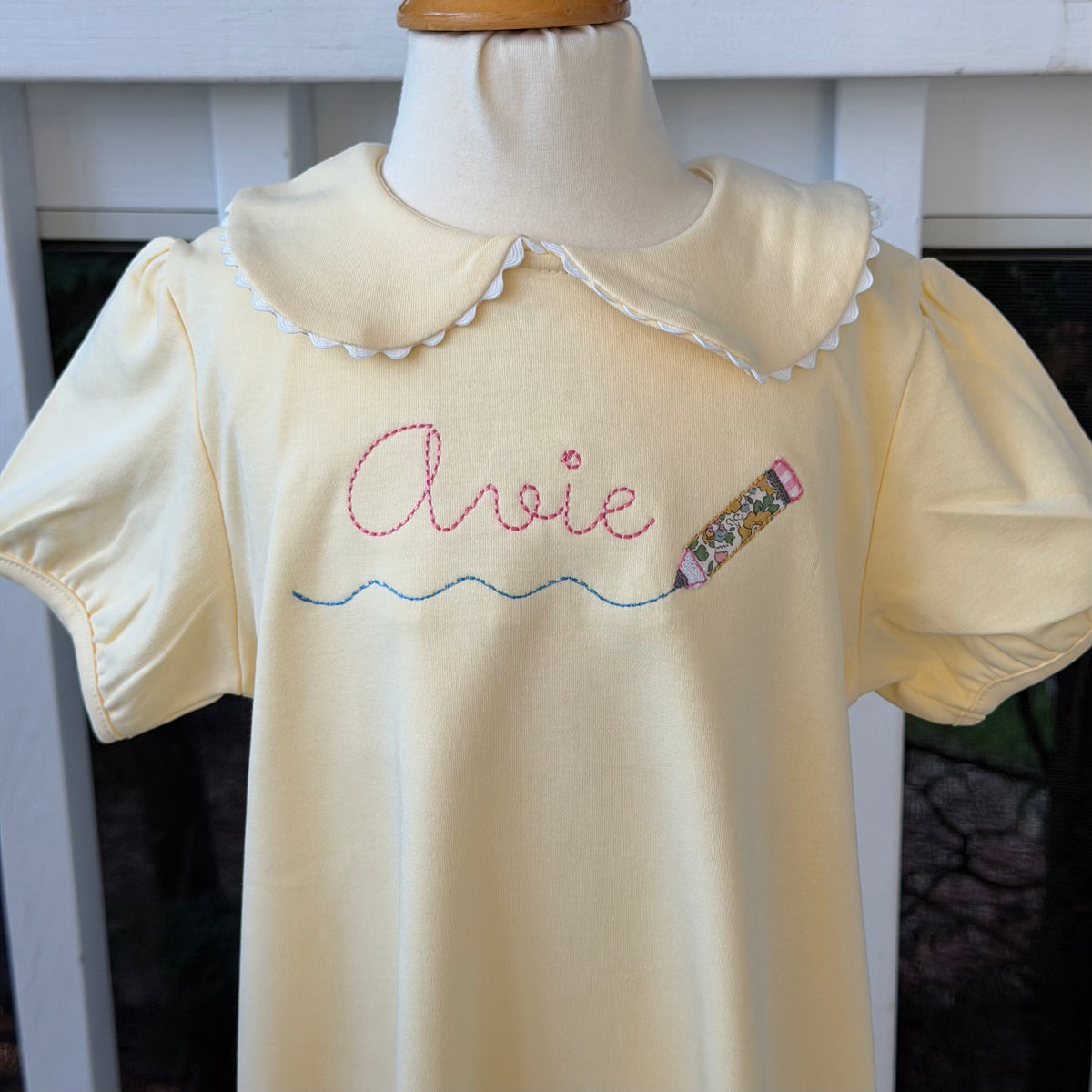 Monogrammed Scalloped Collar Dress