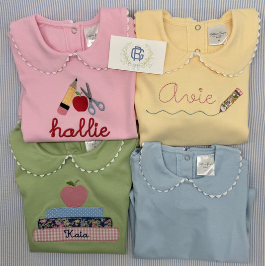 Monogrammed Scalloped Collar Dress