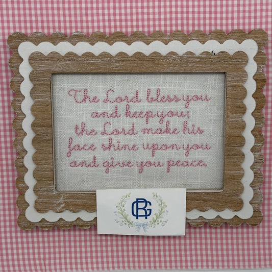 Aaronic Blessing Embroidered Keepsake - Numbers 6:24-26 Scripture Art