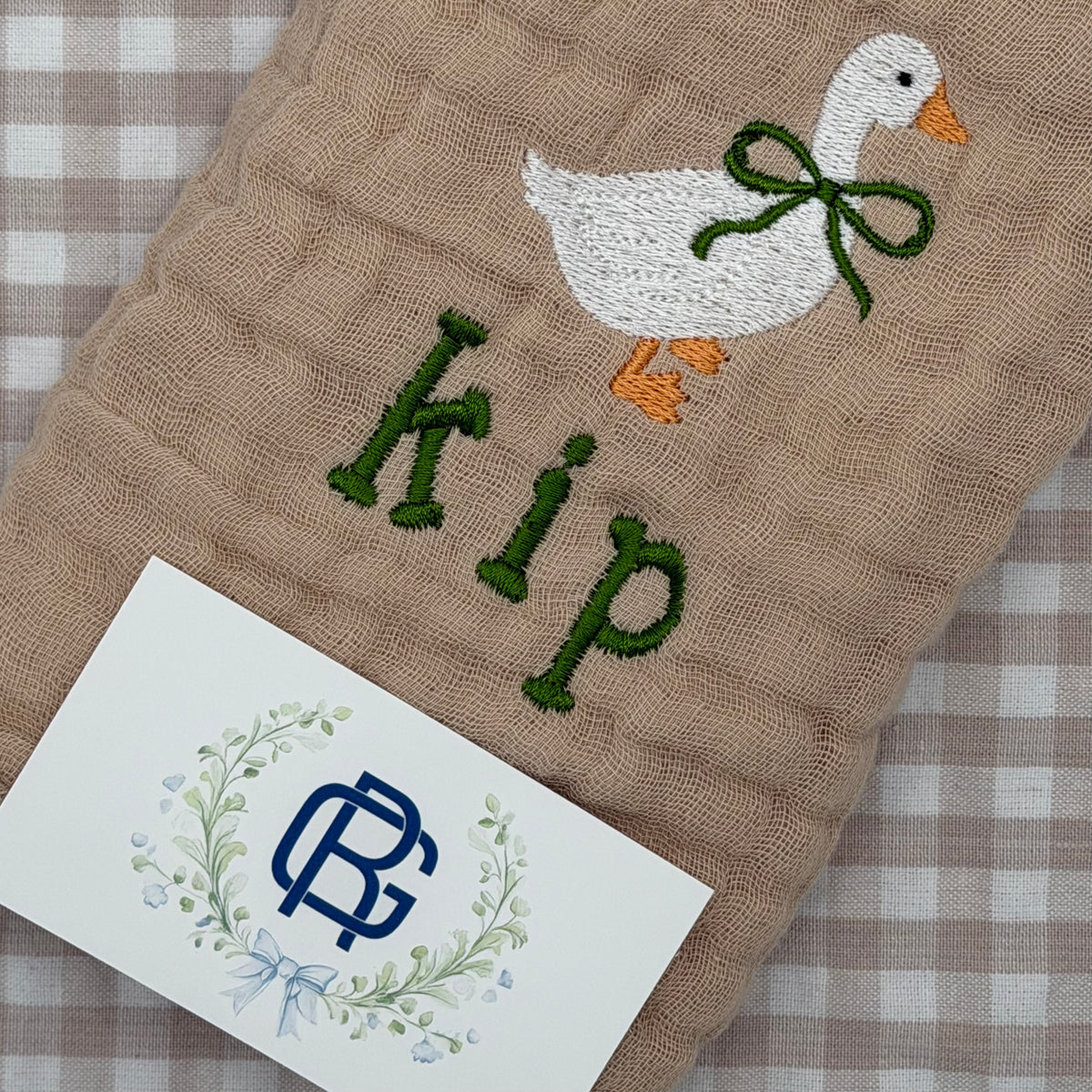 Personalized Goose Burp Cloth Set – Embroidered Name & Monogram