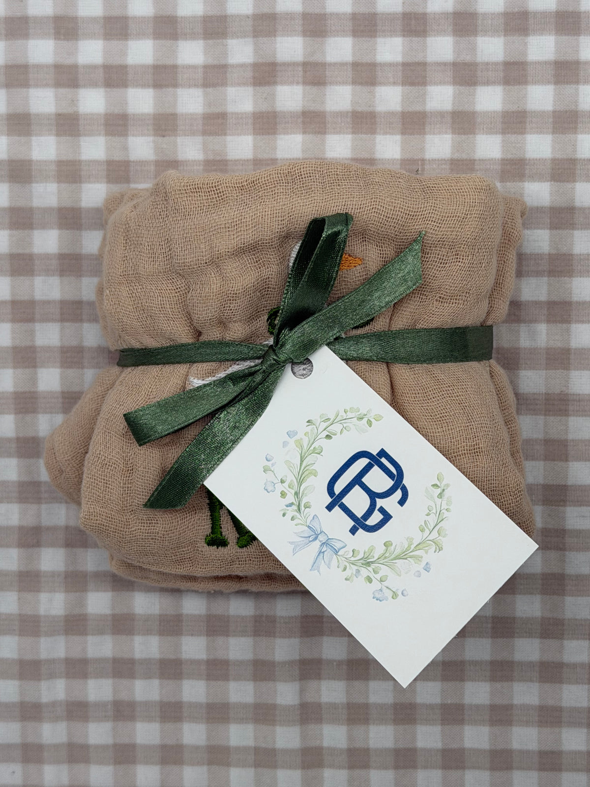Personalized Goose Burp Cloth Set – Embroidered Name & Monogram