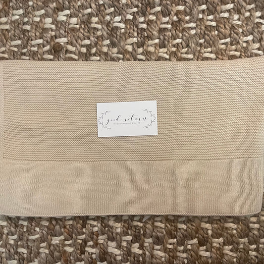 Straight Edge Knitted Baby Blanket in Ivory