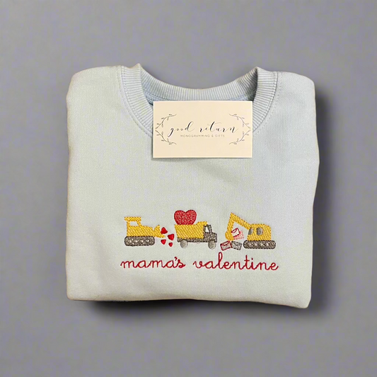 Construction Valentine's Monogrammed Sweatshirt