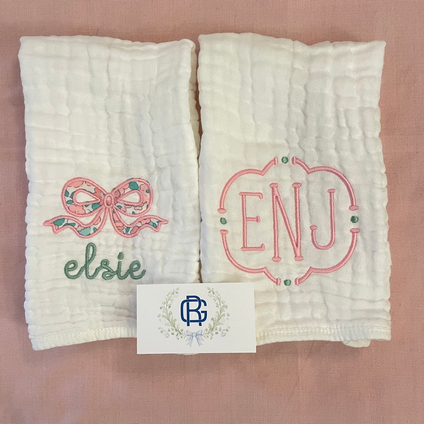 Personalized Burp Cloth Set for Girls