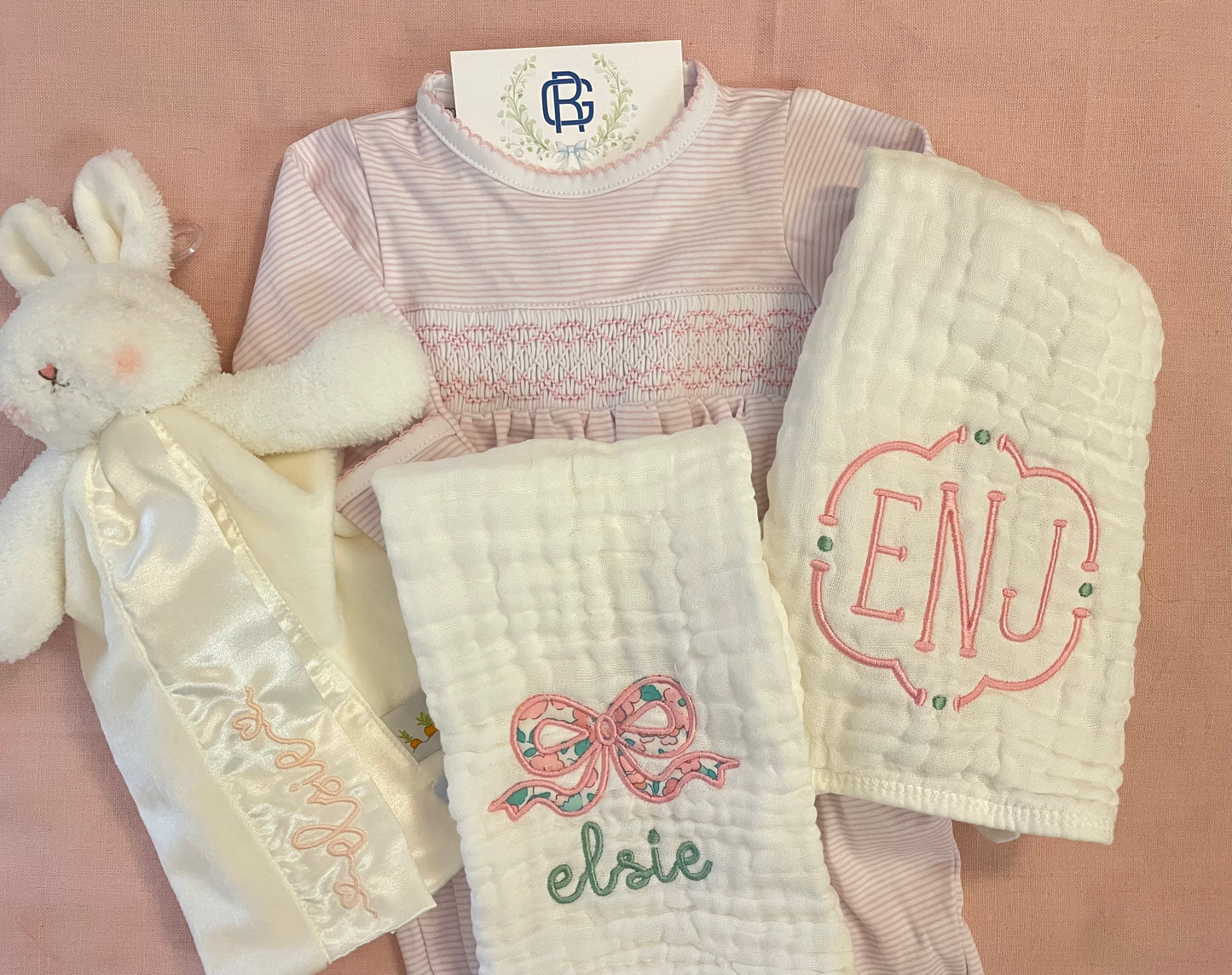 Personalized Burp Cloth Set for Girls