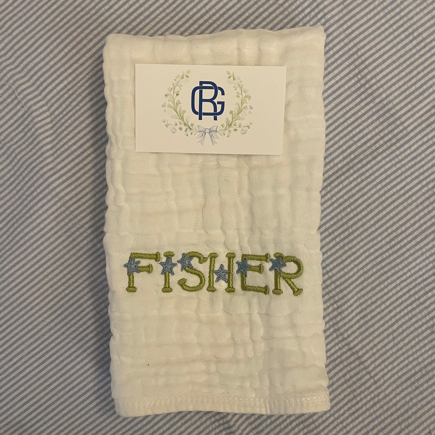 Custom Embroidered Muslim Burp Cloth Set