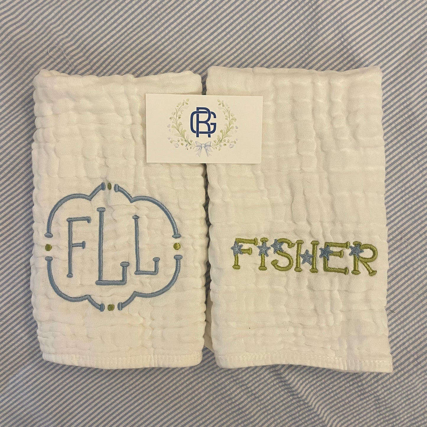 Custom Embroidered Muslim Burp Cloth Set