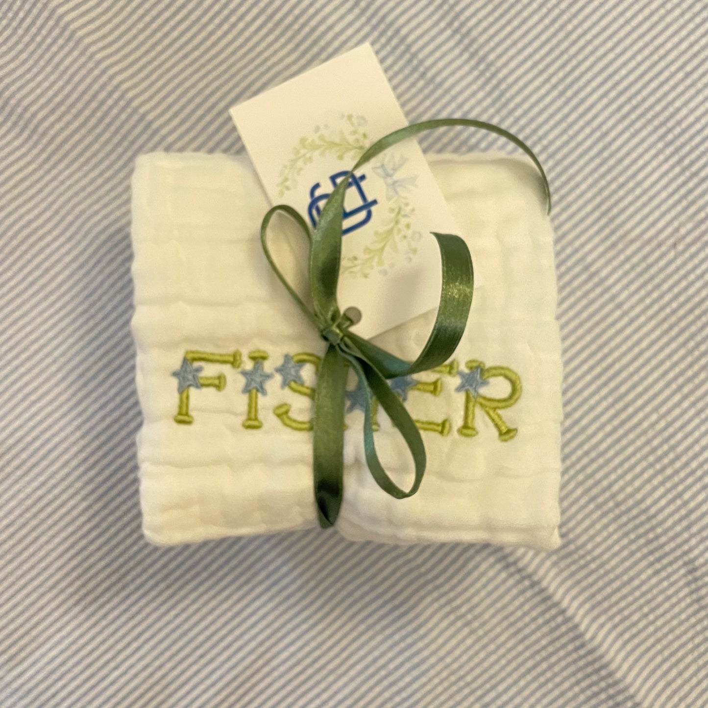 Custom Embroidered Muslim Burp Cloth Set