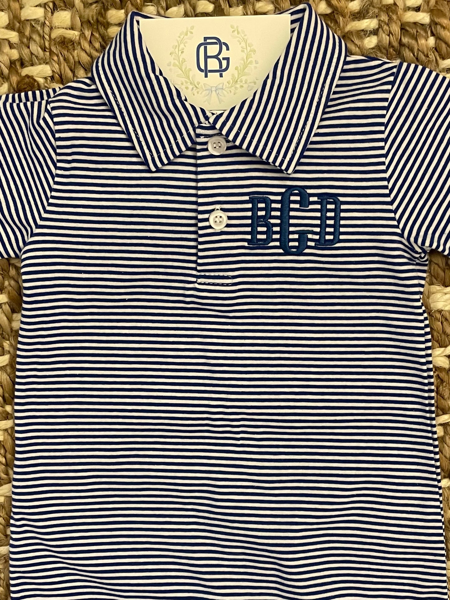 Boy's Short Sleeve Personalized Polo in Royal Blue Stripe