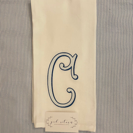 Blue and White Monogrammed Guest Towel