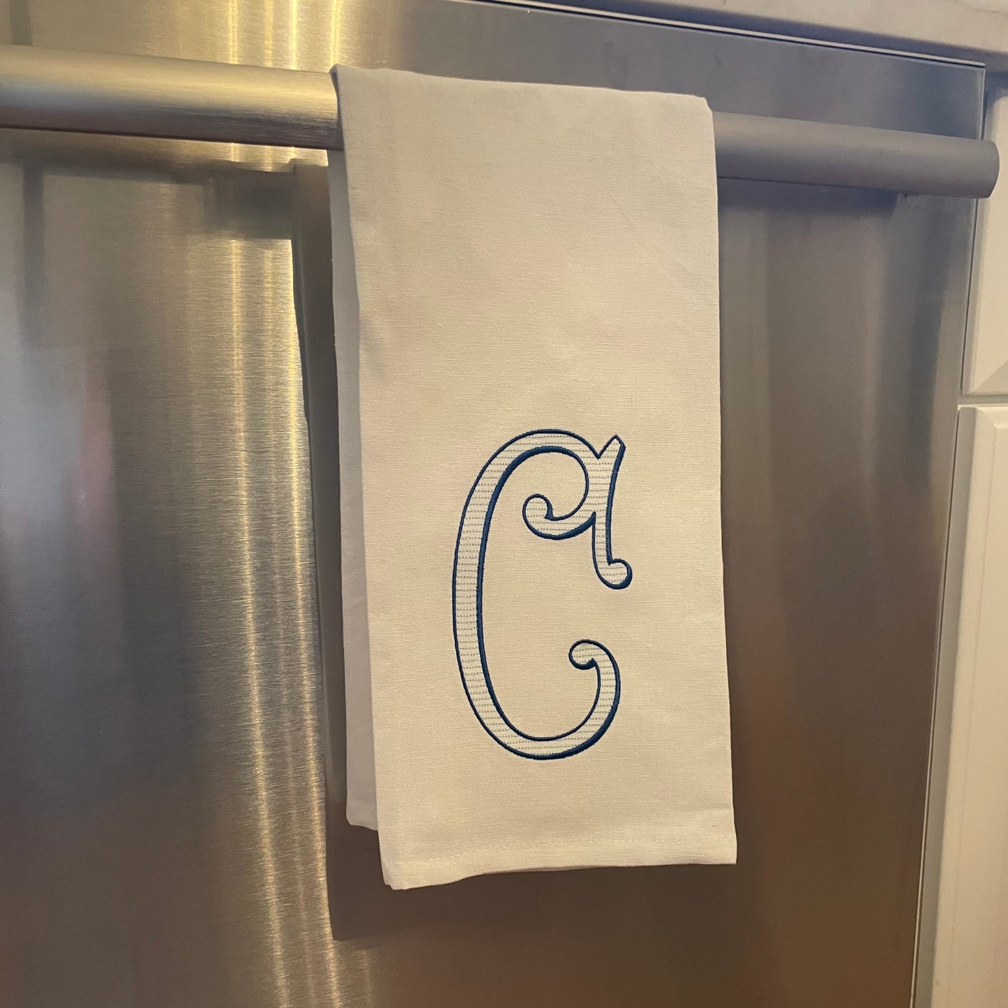 Blue and White Monogrammed Guest Towel