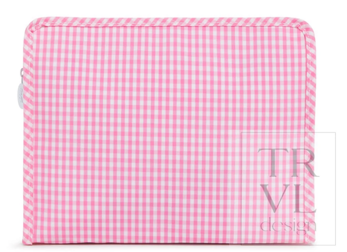 Pink Gingham Roadie Cosmetic Bags by TRVL Design
