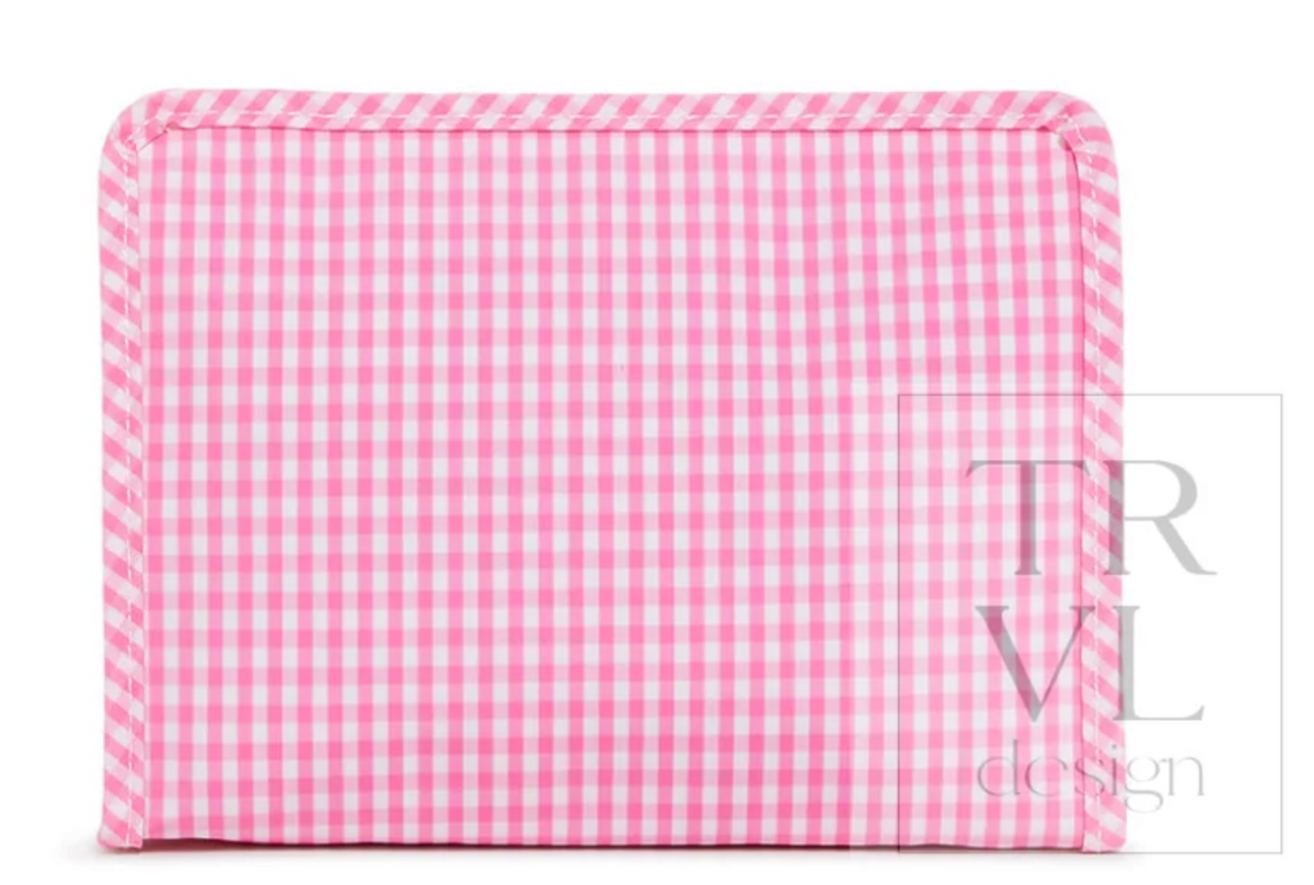 Pink Gingham Roadie Cosmetic Bags by TRVL Design