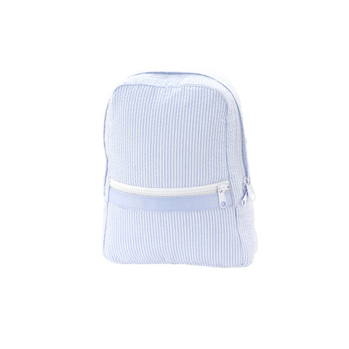 Baby Blue Seersucker Small Backpack