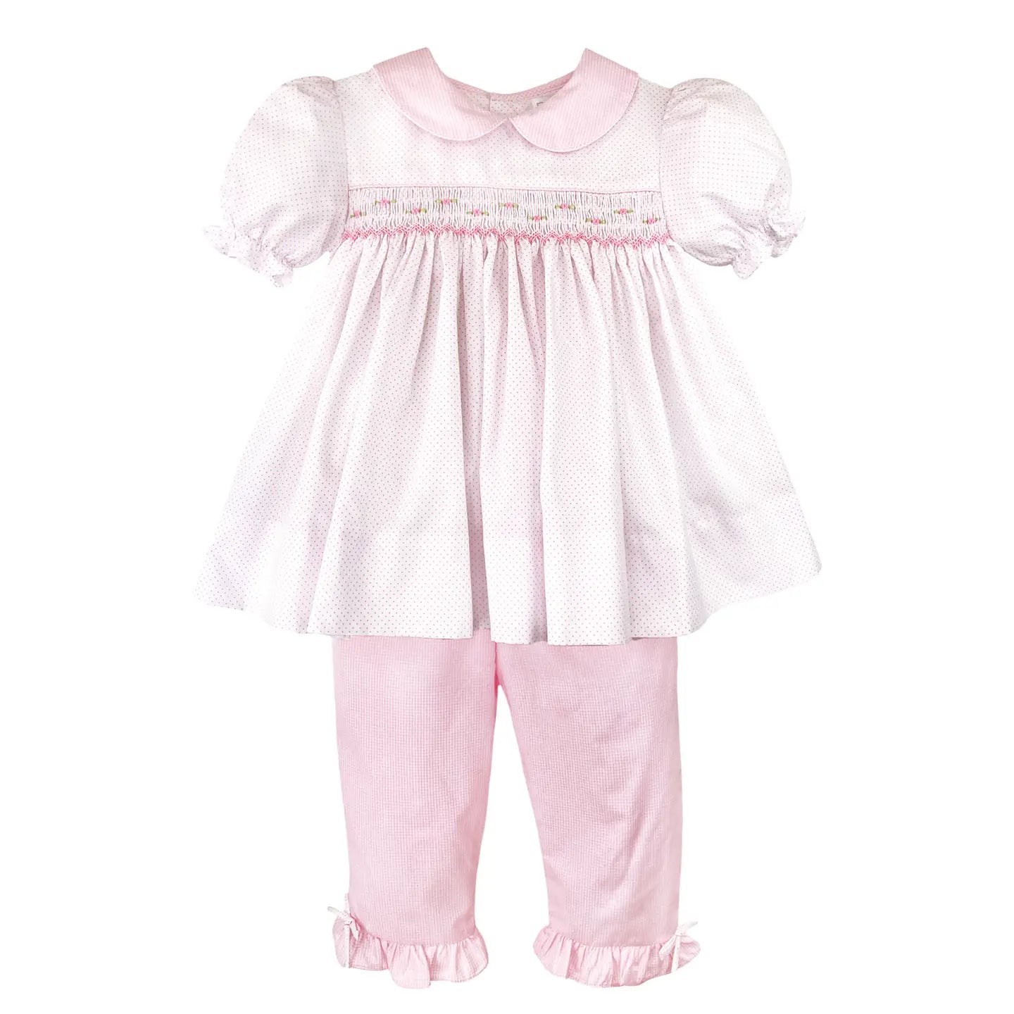 Smocked Pink Dot Top and Pant Set