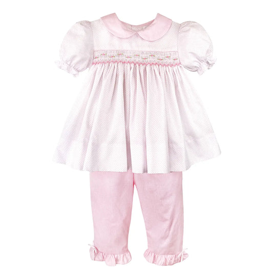 Smocked Pink Dot Top and Pant Set