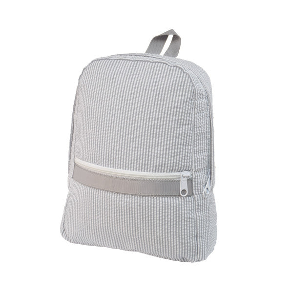 Grey Seersucker Stripe Backpack